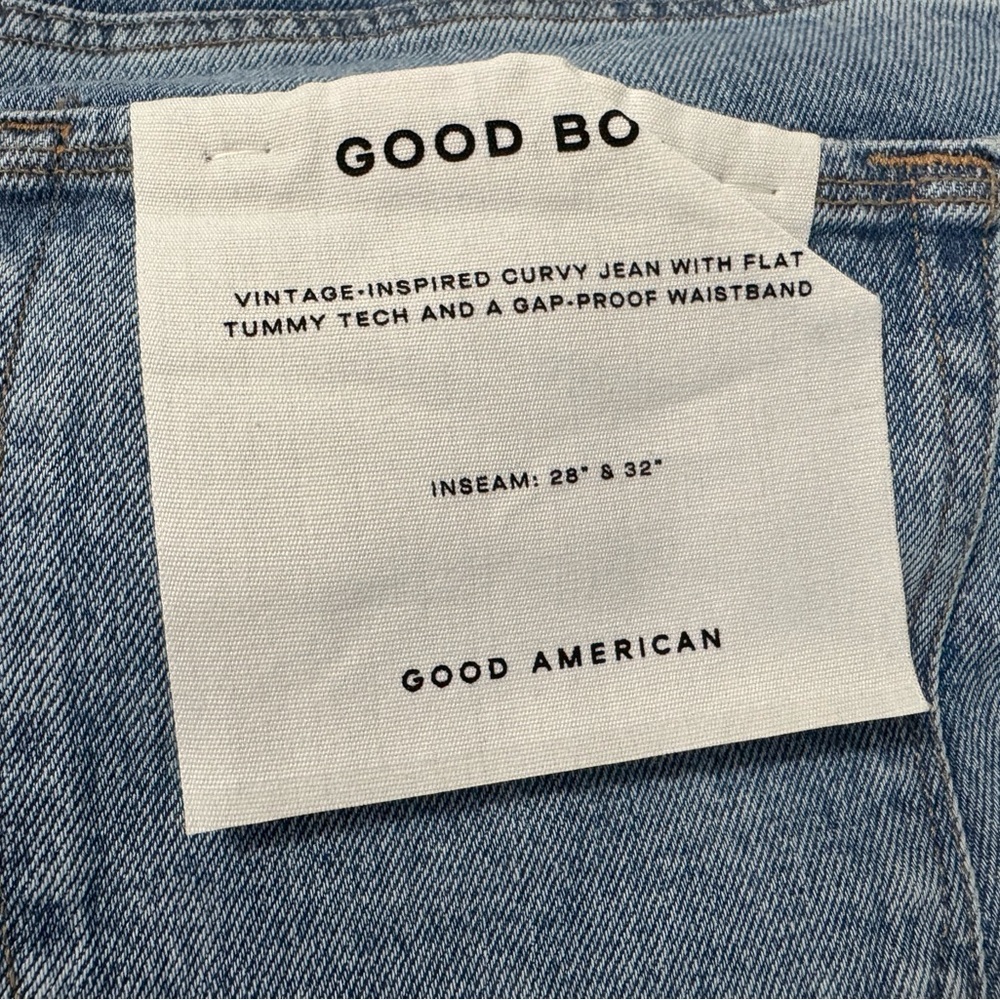 Good American Womens Good Boy Denim Jeans Distressed Zip Fly Indigo085 Size 15 - Picture 11 of 12